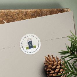 ネイビードアホリデイ差出人住所 ラウンドシール