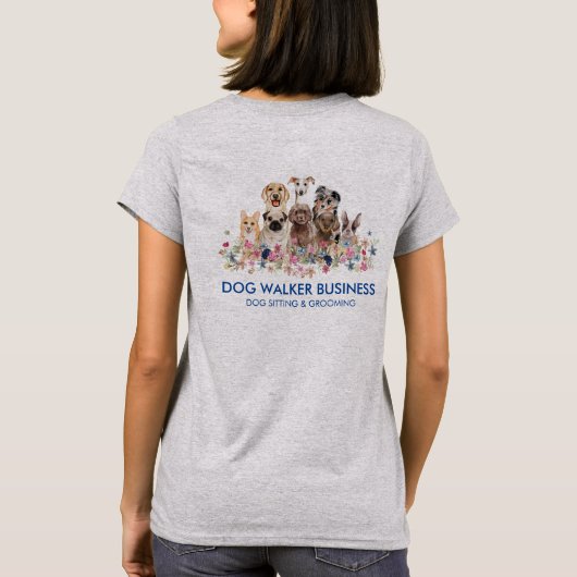 ネイビードッグサービス両面グルーマーウォーカーシッター Tシャツ (裏面)