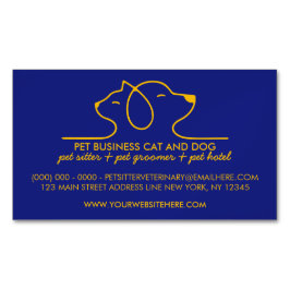 ネイビードッグシンプルネコLineロゴマーク獣医ペット マグネット名刺