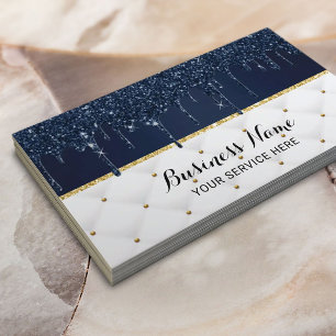 ネイビードモダンリップスラグジュアリーブルー&ホワイト 名刺