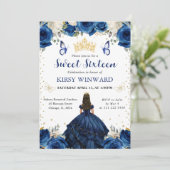 ネイビードレスブルネットプリンセススウィート16招待状 招待状 (スタンド正面)