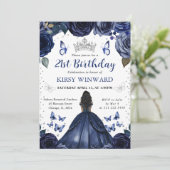 ネイビードレス ダークスキン プリンセス 誕生日 招待状 (スタンド正面)