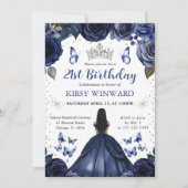 ネイビードレス ダークスキン プリンセス 誕生日 招待状 (正面)