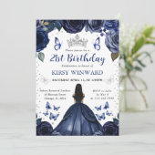 ネイビードレス ダークスキン プリンセス 誕生日 招待状 (スタンド正面)