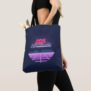 ネイビーニューウェーブレトロLA 80sトート トートバッグ