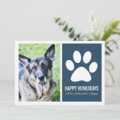 ネイビーハッピーハウリデイズペットフォトホリデーフラットカード シーズンカード (スタンド正面)