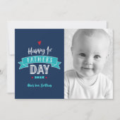 ネイビーハッピーファースト・ファースト・デーはっきりしたタイポグラフィ写真 カード (正面)