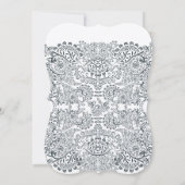 ネイビーハミングバードラブバードパターン結婚式の招待 招待状 (裏面)