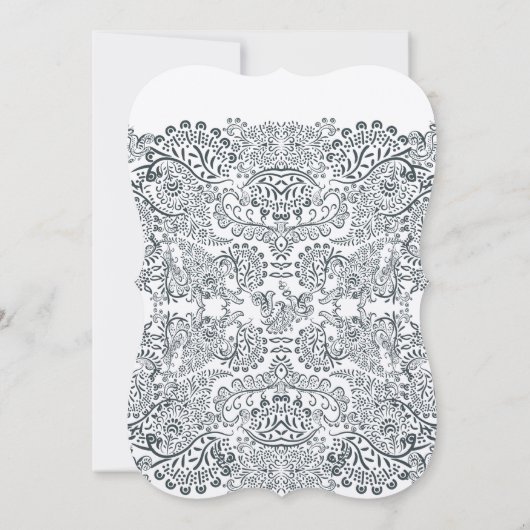 ネイビーハミングバードラブバードパターン結婚式の招待 招待状 (裏面)