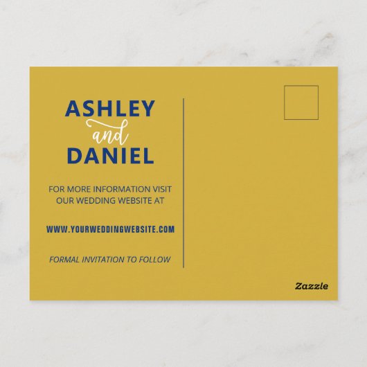 ネイビーハワイ結婚式Save the Date Mapはがき ポストカード (裏面)