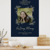 ネイビーハンドレターシックで華やかな葬儀メモリアル ポスター (キッチン)