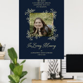 ネイビーハンドレターシックで華やかな葬儀メモリアル ポスター (ホームオフィス)