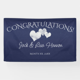 ネイビーハートおめでとうございます結婚。 横断幕