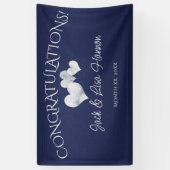 ネイビーハートおめでとうございます結婚。 横断幕 (縦)