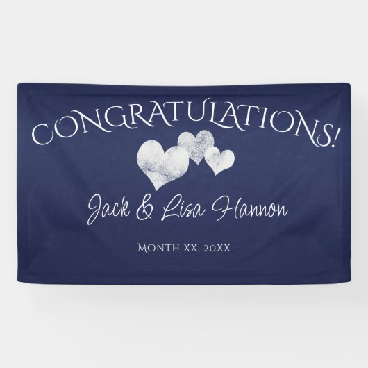 ネイビーハートおめでとうございます結婚。 横断幕 (横)