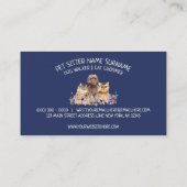 ネイビーバックグラウンドかわいい犬ねこペットバードイラストレーション 名刺 (裏面)