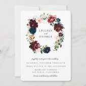 ネイビーバラガーデンウェディング 招待状 (正面)