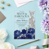 ネイビーバラダイヤモンドガウン60thバースデーパーティー アクリル招待状 (インサイチュ (ウェディング))