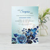 ネイビーバラバタフライグリーンサプライズ誕生日 招待状 (スタンド正面)