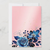 ネイビーバラバタフライ金ゴールドグリッターピンク誕生日 招待状 (裏面)