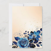 ネイビーバラバタフライ金ゴールドグリッターピーチ誕生日 招待状 (裏面)