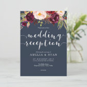 ネイビーバラフラワー結婚式招待状 招待状 (スタンド正面)