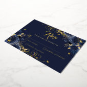 ネイビーバラフローラ金ゴールドスワール金ゴールドキンセアニェラ 箔招待状 (回転した状態)