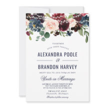 ネイビーバラブルゴーニュフローラストリングライツ結婚ズ