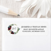 ネイビーバラブルゴーニュフローラモノグラム差出人住所 ラベル (インサイチュ)