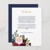 ネイビーバラブルゴーニュフローラ結婚III エンクロージャーカード (正面/裏面)