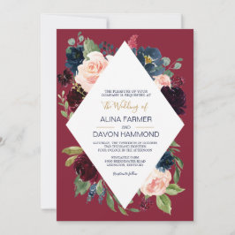 ネイビーバラブルゴーニュ植物体結婚枠II 招待状