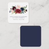 ネイビーバラブルゴーニュ結婚フローラズスモール エンクロージャーカード (正面/裏面)