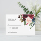 ネイビーバラブルゴーニュ結婚フローラ 出欠カード (スタンド正面)