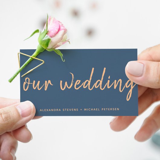 ネイビーバラモダン金ゴールド結婚のサイトタイポグラフィ エンクロージャーカード