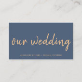 ネイビーバラモダン金ゴールド結婚のサイトタイポグラフィ エンクロージャーカード (正面)