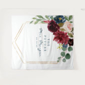 ネイビーバランダの花嫁シャワー背景 タペストリー (正面(横))