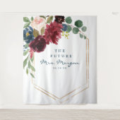 ネイビーバランダの花嫁シャワー背景 タペストリー (正面)