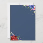 ネイビーバラード ブルッシュ フラワエンゲージメントパーティー 招待状 (裏面)