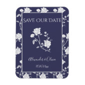 ネイビーバラ日付磁石を保存 マグネット (縦)