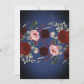 ネイビーバラ色とワインレッドの花柄リハーサルディナー 招待状 (裏面)