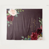 ネイビーバラ色の結婚式前祝い装飾用背景 タペストリー (正面(横))