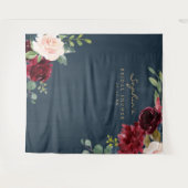 ネイビーバラ色の結婚式前祝い装飾用背景 タペストリー (正面(横))