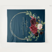 ネイビーバラ色の結婚式前祝い装飾用背景 タペストリー (正面(横))