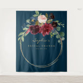 ネイビーバラ色の結婚式前祝い装飾用背景 タペストリー (正面)