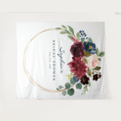 ネイビーバラ色の結婚式前祝い装飾用背景 タペストリー (正面(横))