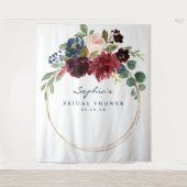 ネイビーバラ色の結婚式前祝い装飾用背景 タペストリー (正面)