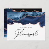 ネイビーバラ金ゴールドアガテ私の花になる インビテーションポストカード (正面/裏面)