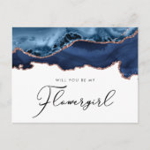 ネイビーバラ金ゴールドアガテ私の花になる インビテーションポストカード (正面)