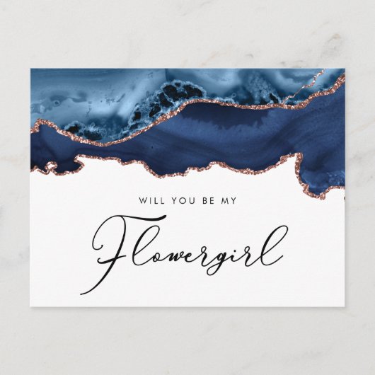 ネイビーバラ金ゴールドアガテ私の花になる インビテーションポストカード (正面)