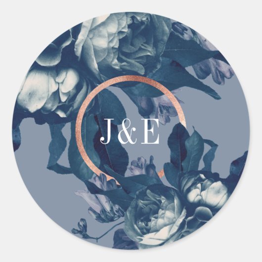 ネイビーバラ金ゴールドアンティーク結婚ブーケ ラウンドシール (正面)